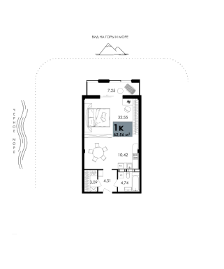 1-комнатная № А-025